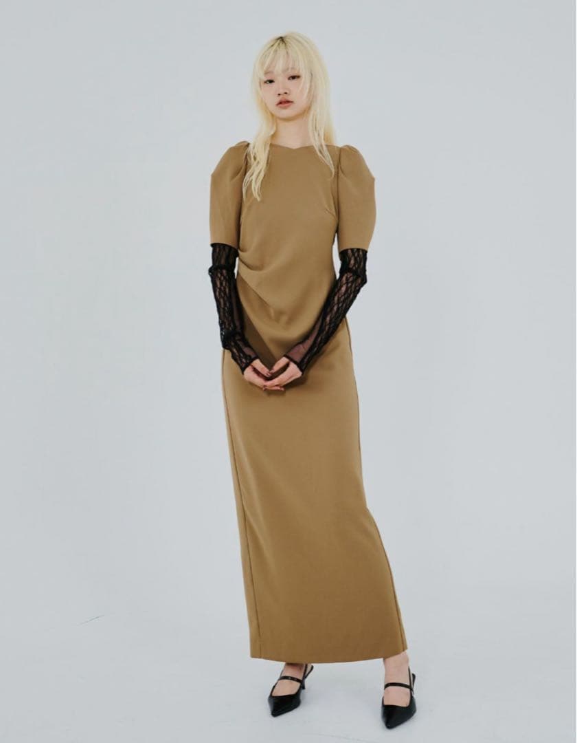 ANDRESED lace arm drape dress Sサイズ