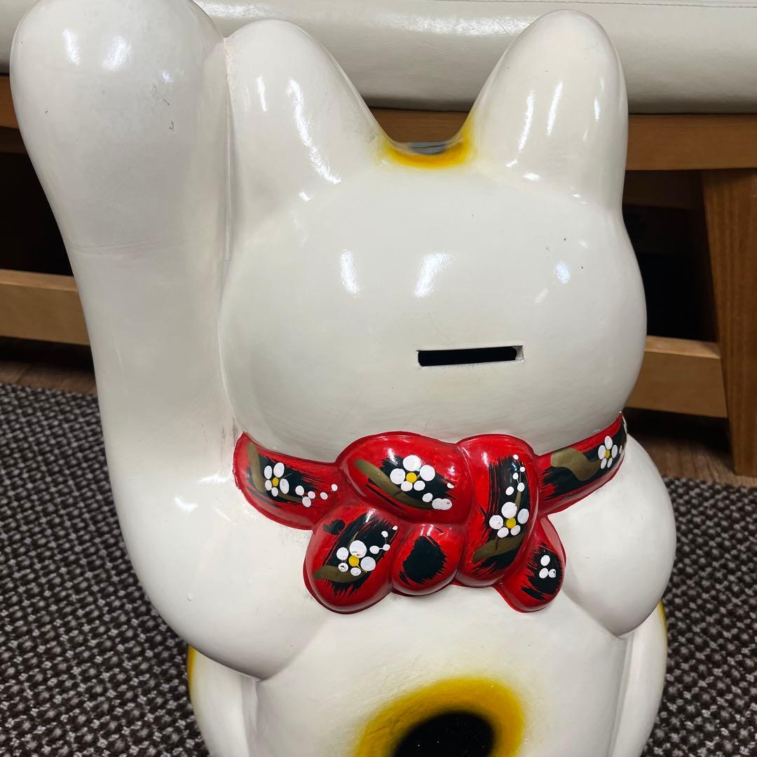 陶器製 縁起担ぎに❣️招き猫 幸運を呼ぶ置物　常滑焼　BIGサイズ　左手上げ