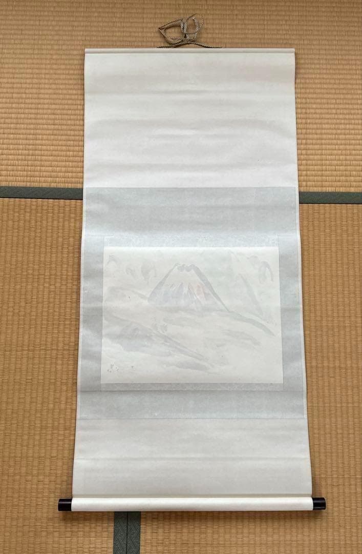 箱付 富士初雪 掛軸 茶道 和室 茶 工芸品 アンティーク 書道 日本 宮尾清一