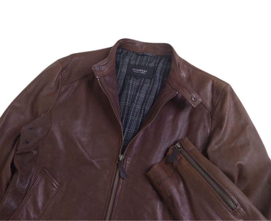 極美品 BURBERRY BLACKLABEL ラムレザージャケット ライダース