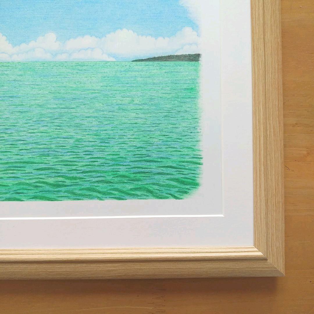 絵画色鉛筆風景画『沖縄の海』原画