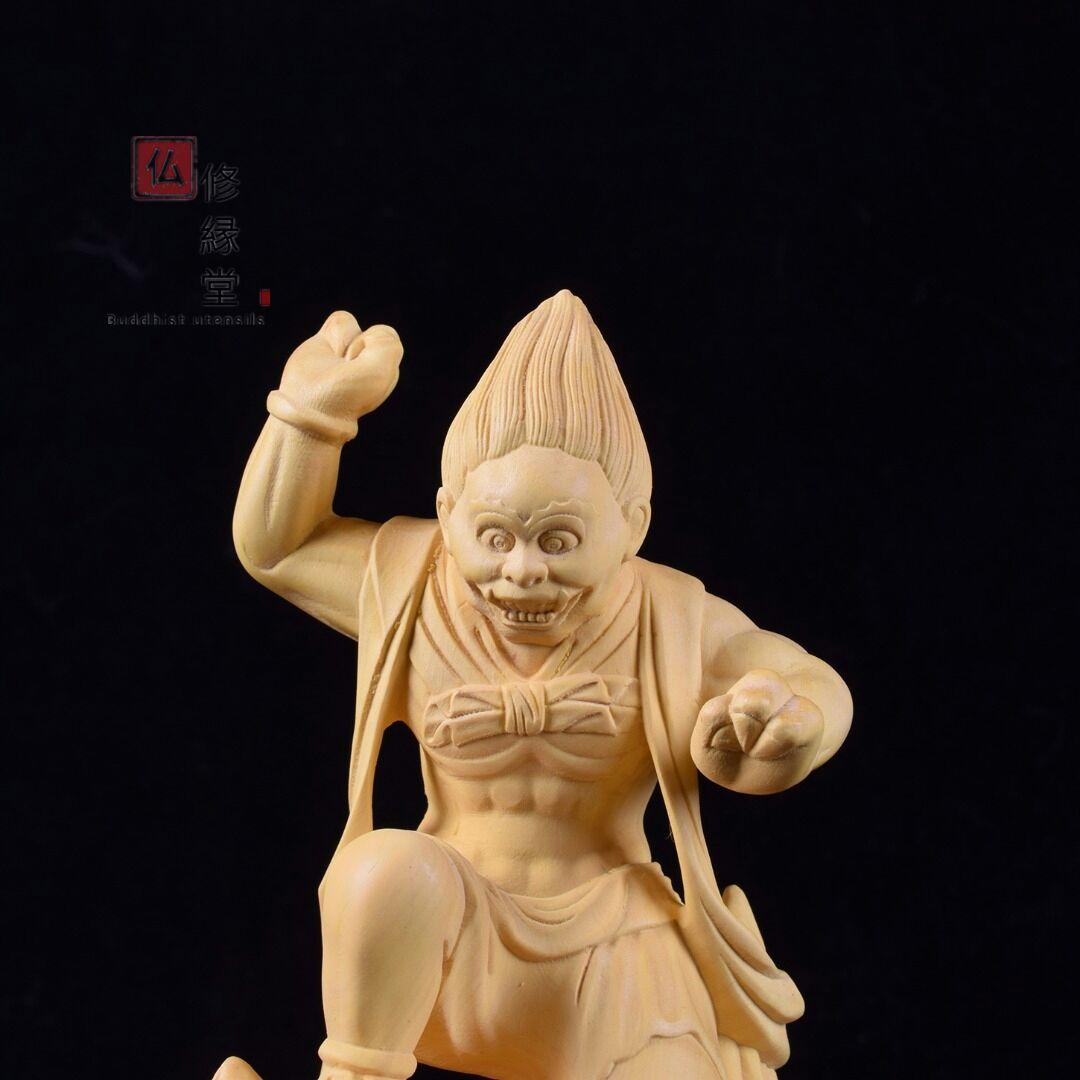 【修縁堂】高品質 木彫仏像 火神立像 彫刻 仏教工芸 柘植材 仏師で仕上げ