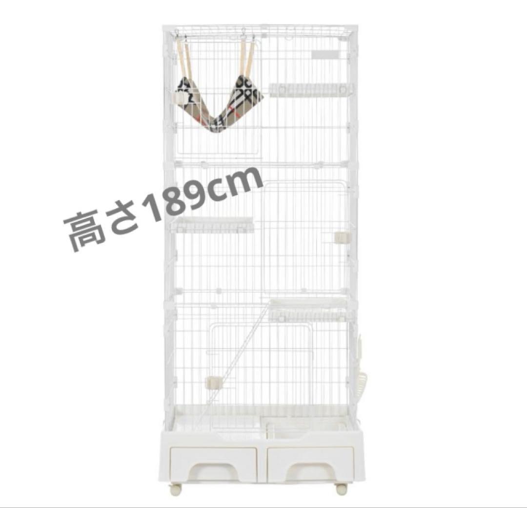 新品　キャットケージ　キャスター付き　キャットゲージ　ホワイト　白