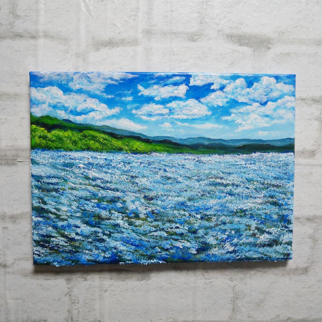 油絵 油彩 油彩画 絵 絵画【青の大地】