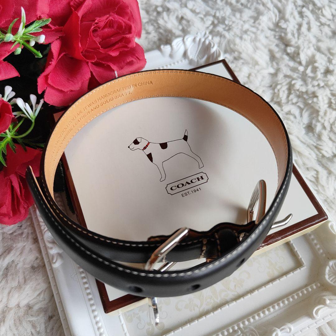 新品　COACH　コーチ　黒　ブラック　レザー　犬用首輪　М　中型犬　高級