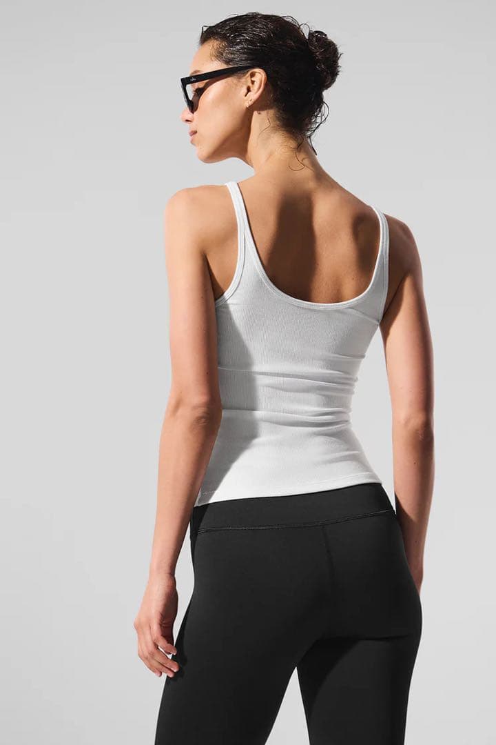 ALO♡Ribbed Prosper Tank♡ White♡XS