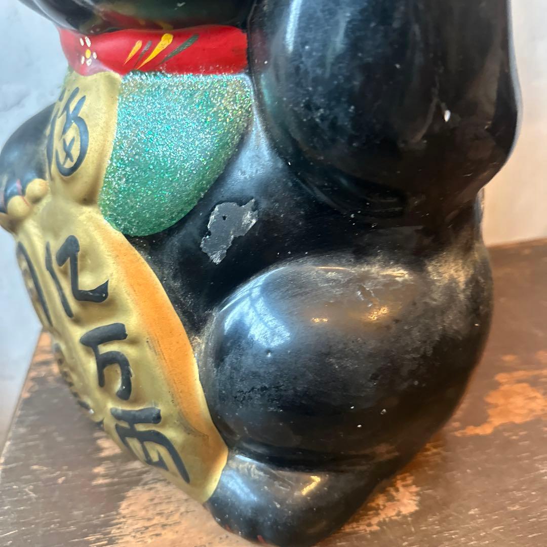 ヴィンテージ　招き猫難あり　黒猫招き猫