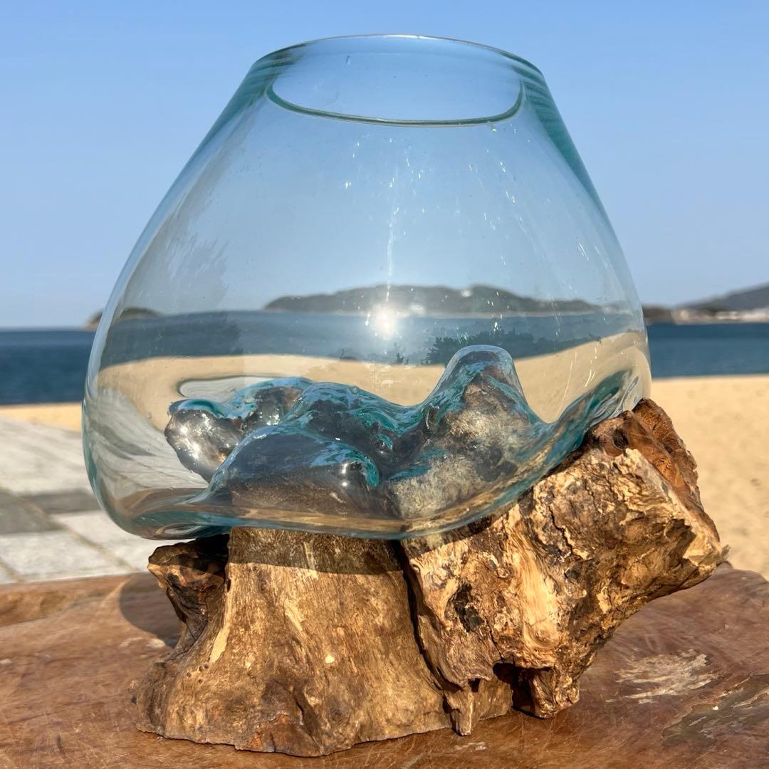 流木ガラス オブジェ特大D 花瓶 金魚鉢 ガーデニング テラリウム 観賞魚 容器