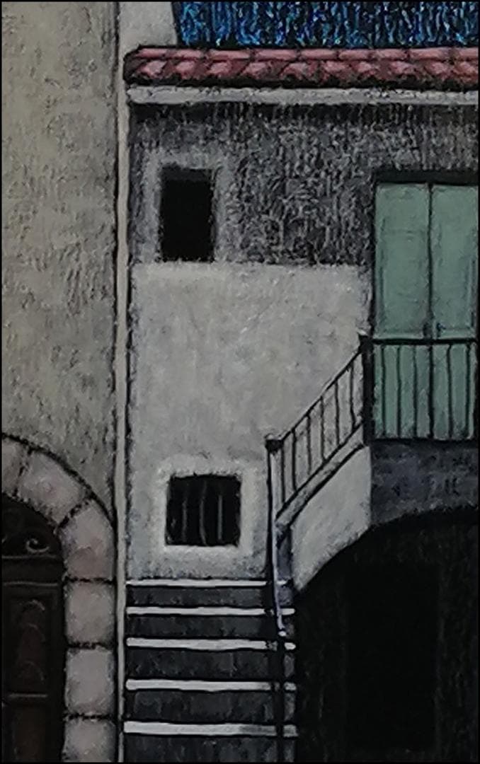 有名国際展作家「シチリアのシエスタ」風景画/アクリル/油彩/小原雅夫