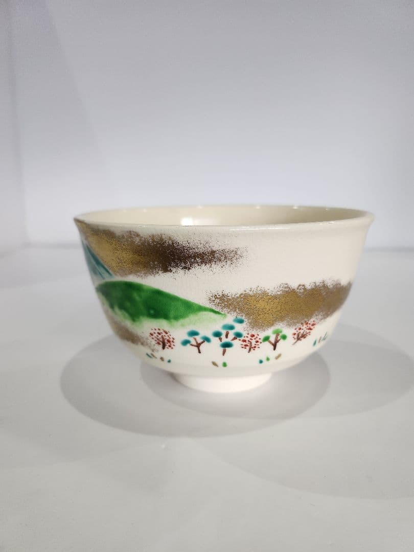Y800-5 茶道具 京焼 茶碗 平安 手塚桐鳳 御題春茶碗 共箱 JJJ