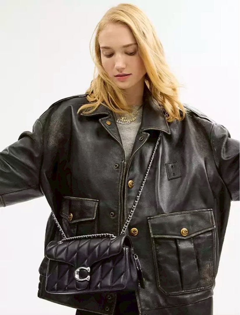 【訳あり】COACHコーチ cp150 タビーショルダー26黒Cマークシルバー色