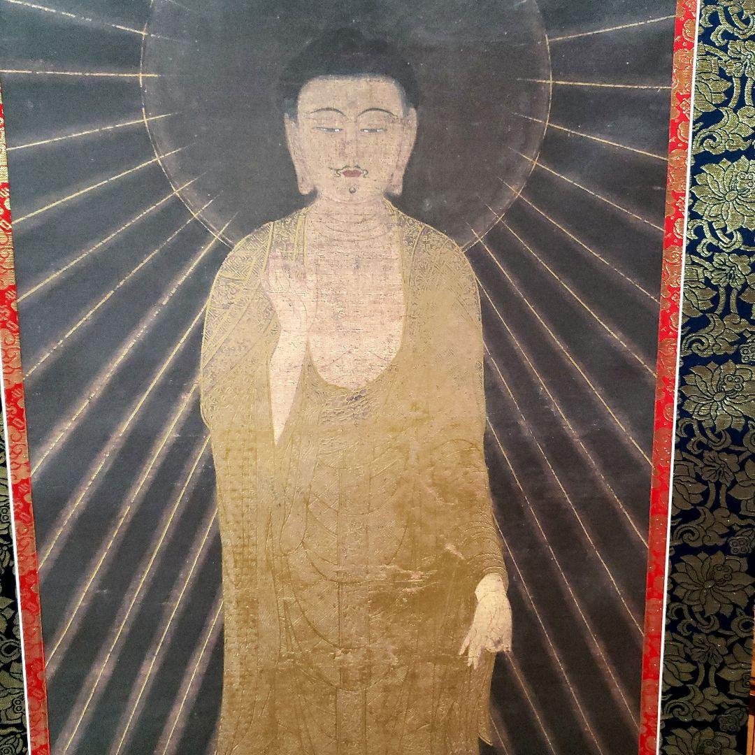 Ｂフライデー掛軸★復刻版 阿弥陀如来 住立空中尊影印★高さ：約166cm