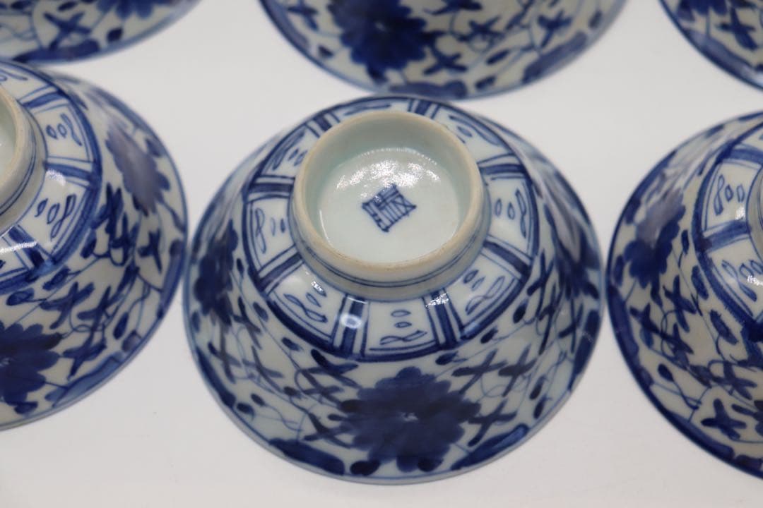 中国　新渡　染付茶碗6点①　送料込み0207