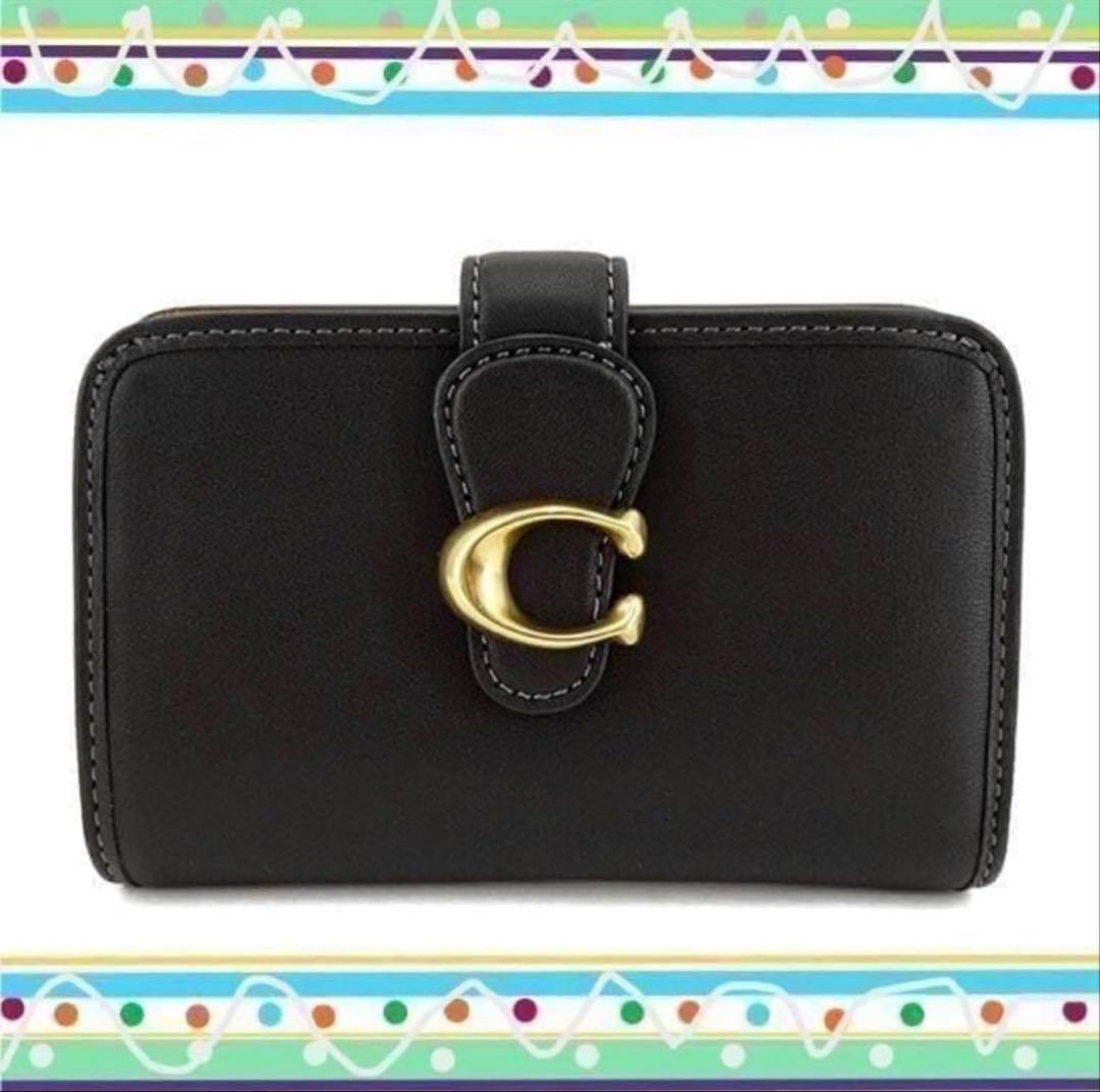 コニタン　coachコーチタビー高級スムースレザー二つ折り財布