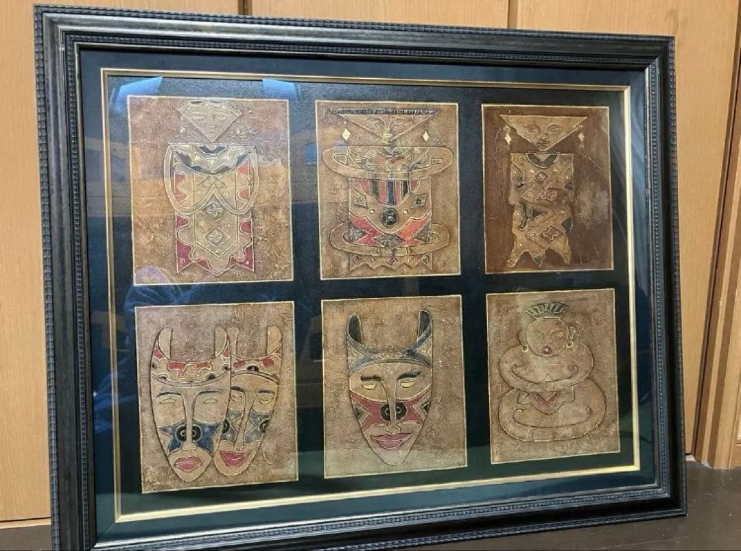 マスクデザインのアート作品 油彩画　オイルペインティング