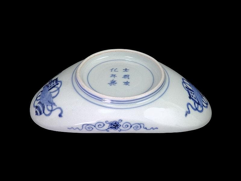 古伊万里　石榴に桜の図　舟形変形皿　AS-CVx