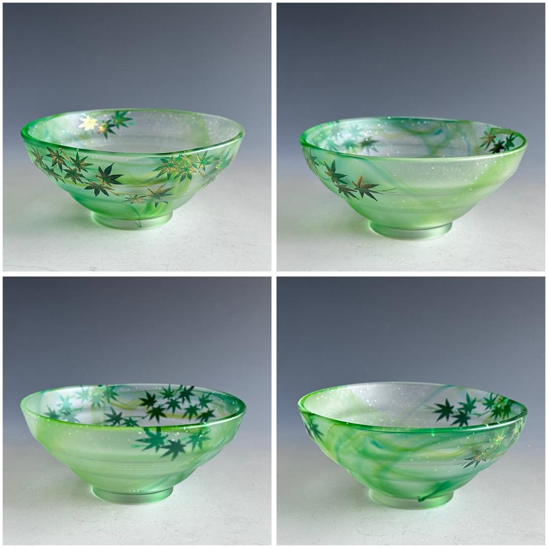 茶道具　ガラス　青楓絵　平茶碗　関吉昭　蒔絵　吉田華正　夏　涼しげ　硝子　抹茶