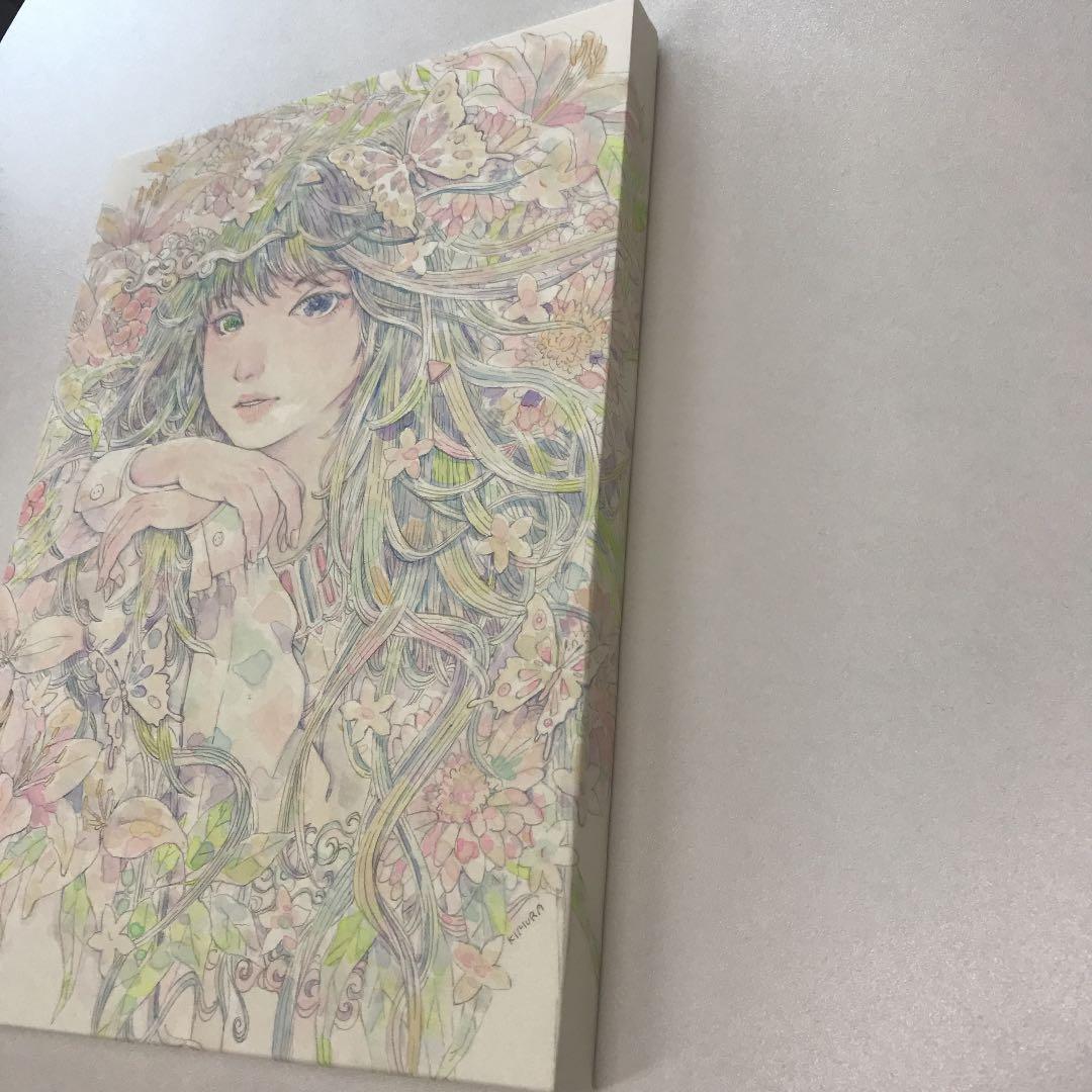 ★木村智博「のどかな」木製パネル アクリルガッシュ 色鉛筆 鉛筆 額付き