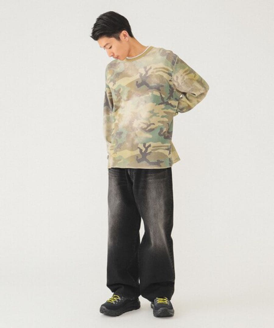 BEAMS サーマル　ロンt 迷彩柄WOODLAND