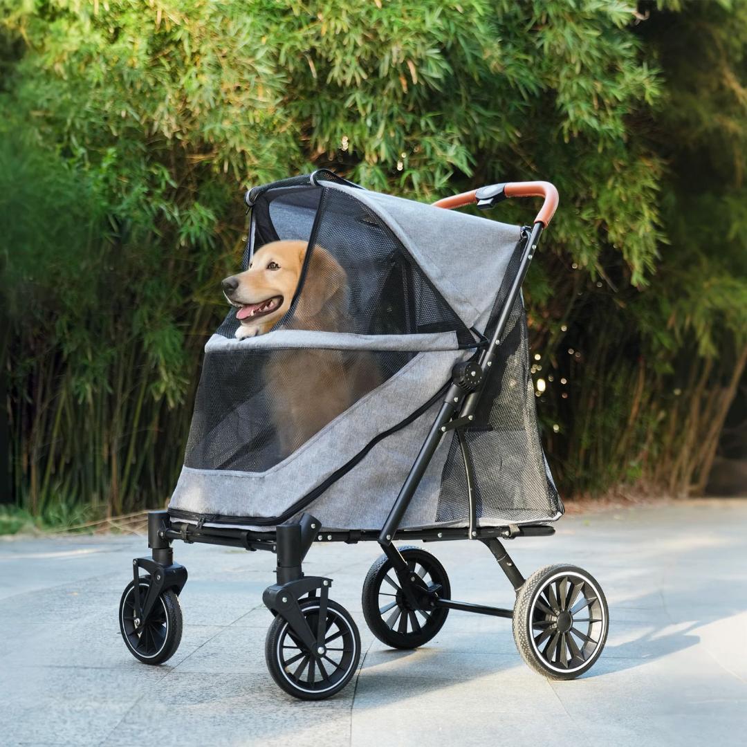 ペットカート 耐荷重50㎏ 大型犬対応 前後ドア 乗りやすい 折りたたみ 多頭