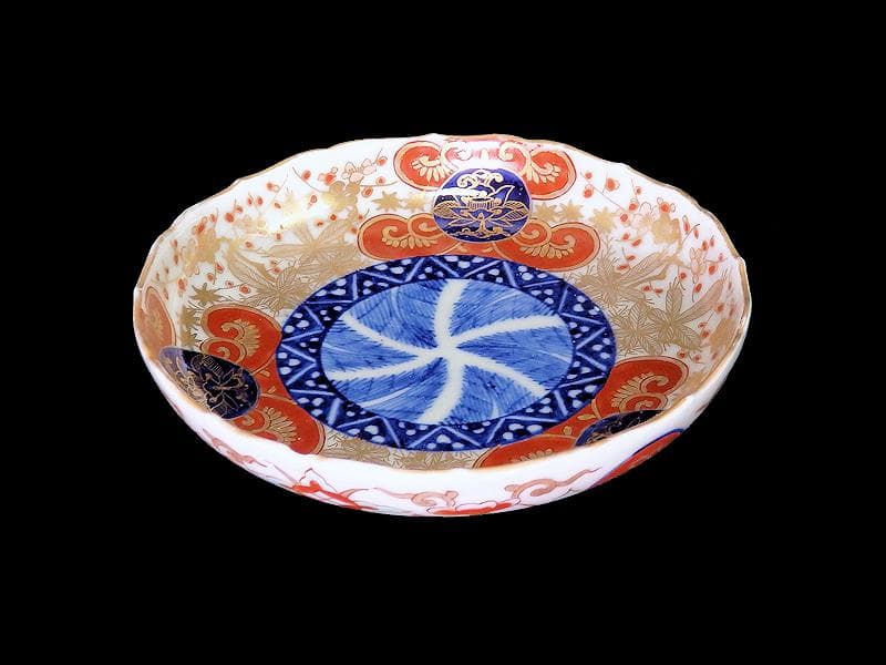 古伊万里　金襴手　松竹梅に花の図　４寸皿　２枚　E774AS-CPv