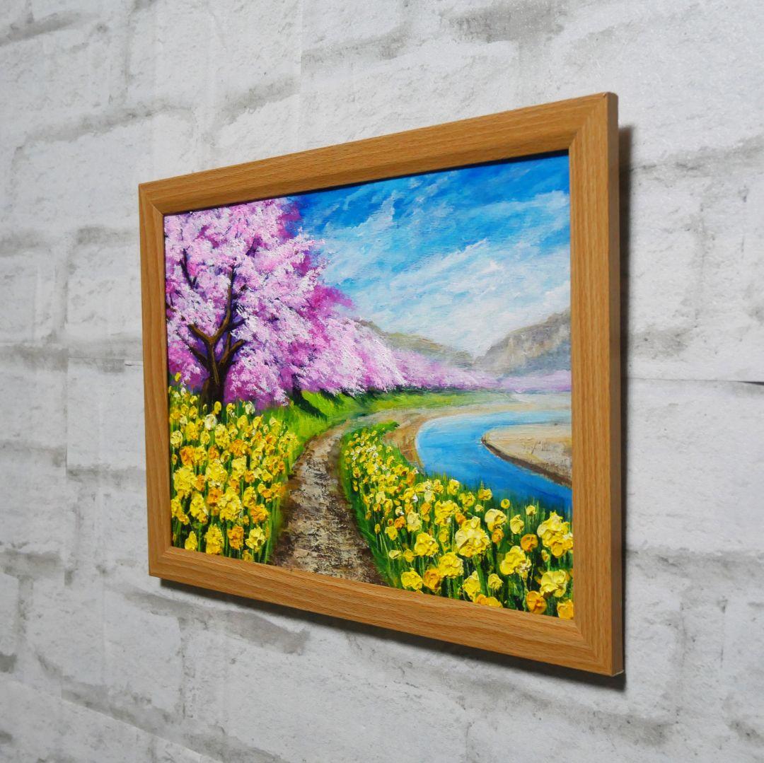 油絵 油彩 油彩画 絵画 絵【早春の桜】
