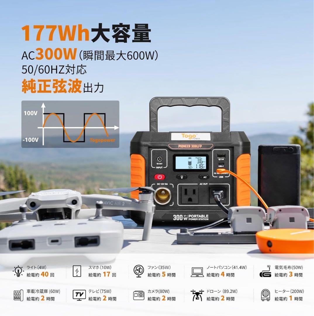 ポータブル電源 リチウムイオン電池 40Ｗ太陽光パネル ソーラー発電機 家庭用