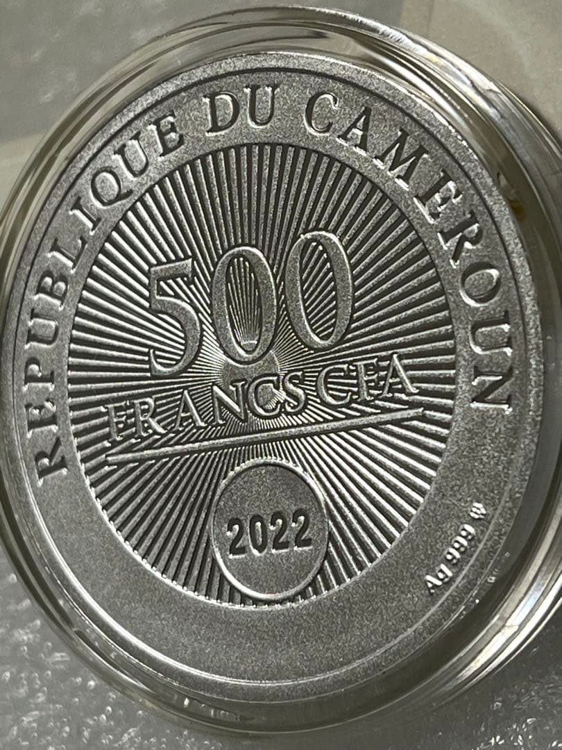 2022　カメルーン　幸運の四つ葉のクローバー　クリスタル　銀貨　