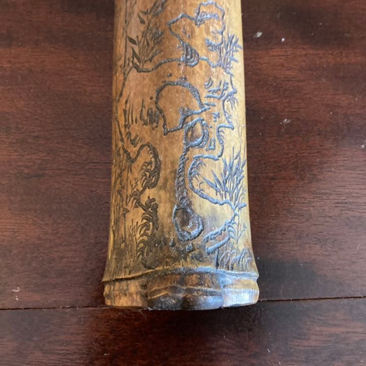 煎茶道具　茶合　彫刻　仙媒