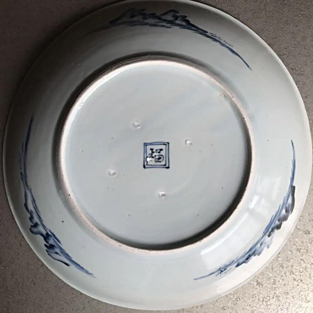 古伊万里大皿　飾り皿　時代物古伊万里染付　二重角福銘