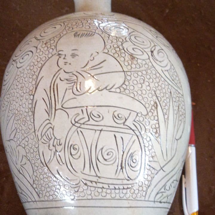 中国陶磁器　磁州窯　人物壺