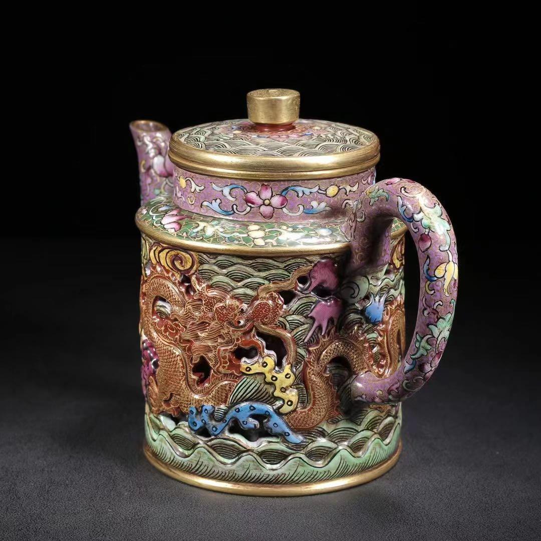 中国古美術・原鉱底槽清、紫砂泥、 エナメル彩描金 .紫砂壺・紫泥急須・茶道具