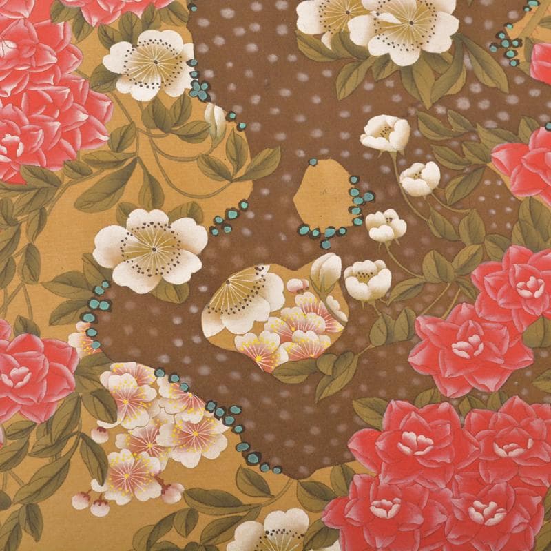 掛軸　平安　伊藤若冲作　工芸印刷　花鳥図　時代箱付　M　4649A
