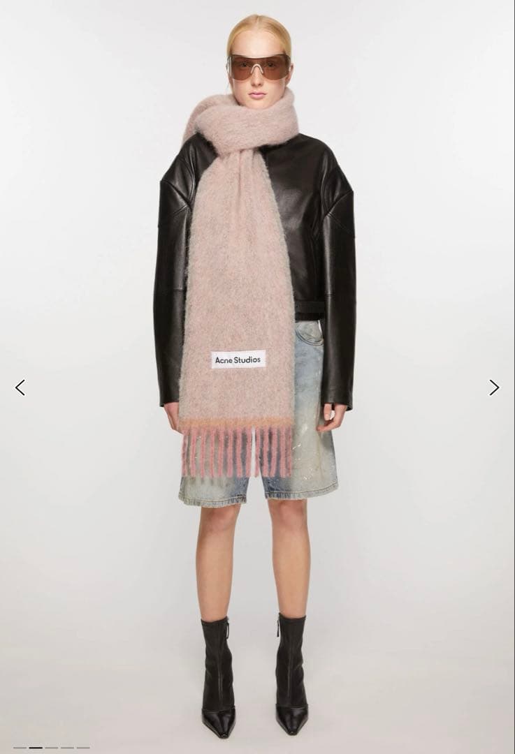 Acne Studios ウールモヘアスカーフ ピンク