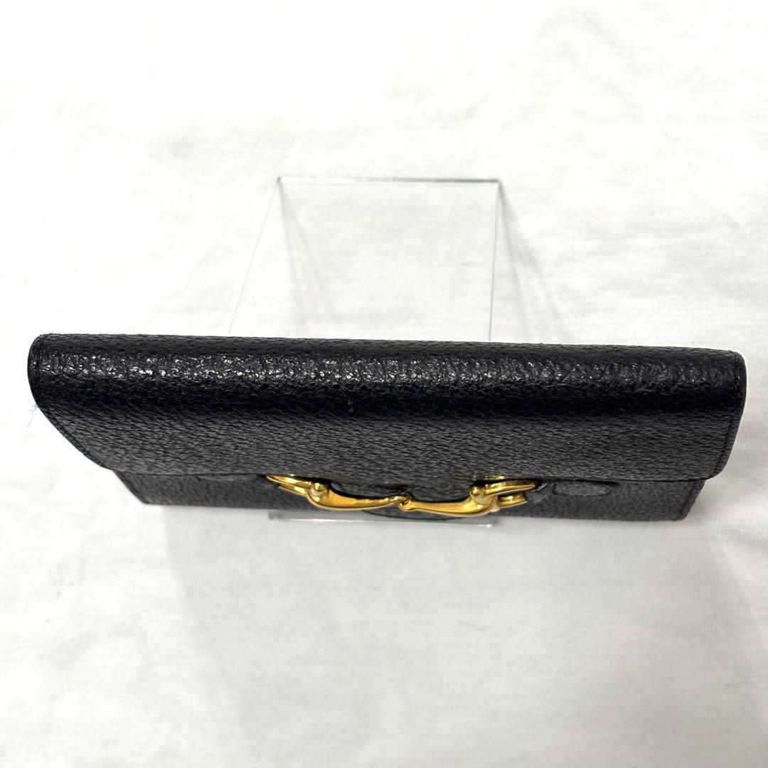 美品 グッチ GUCCI 二つ折り財布 ホースビット レザー 本革 ブラック
