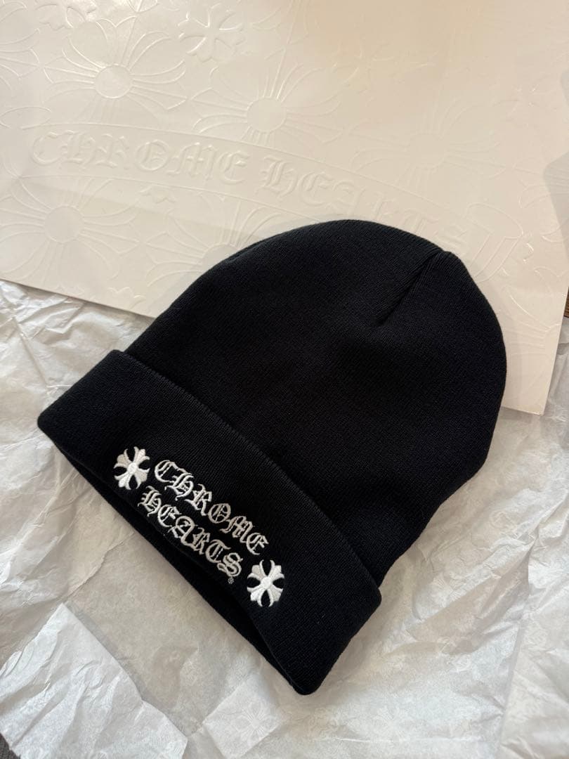100%正規品⭐︎CHROME HEARTS クロムハーツ ビーニー 黒 希少品