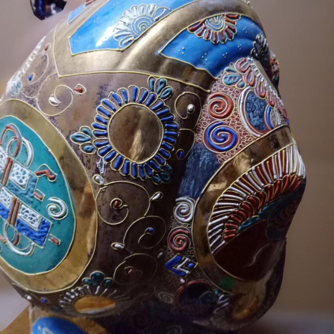 九谷焼　縁起物　特大　笑顔の福の神像 陶器製 45cm　アンティーク