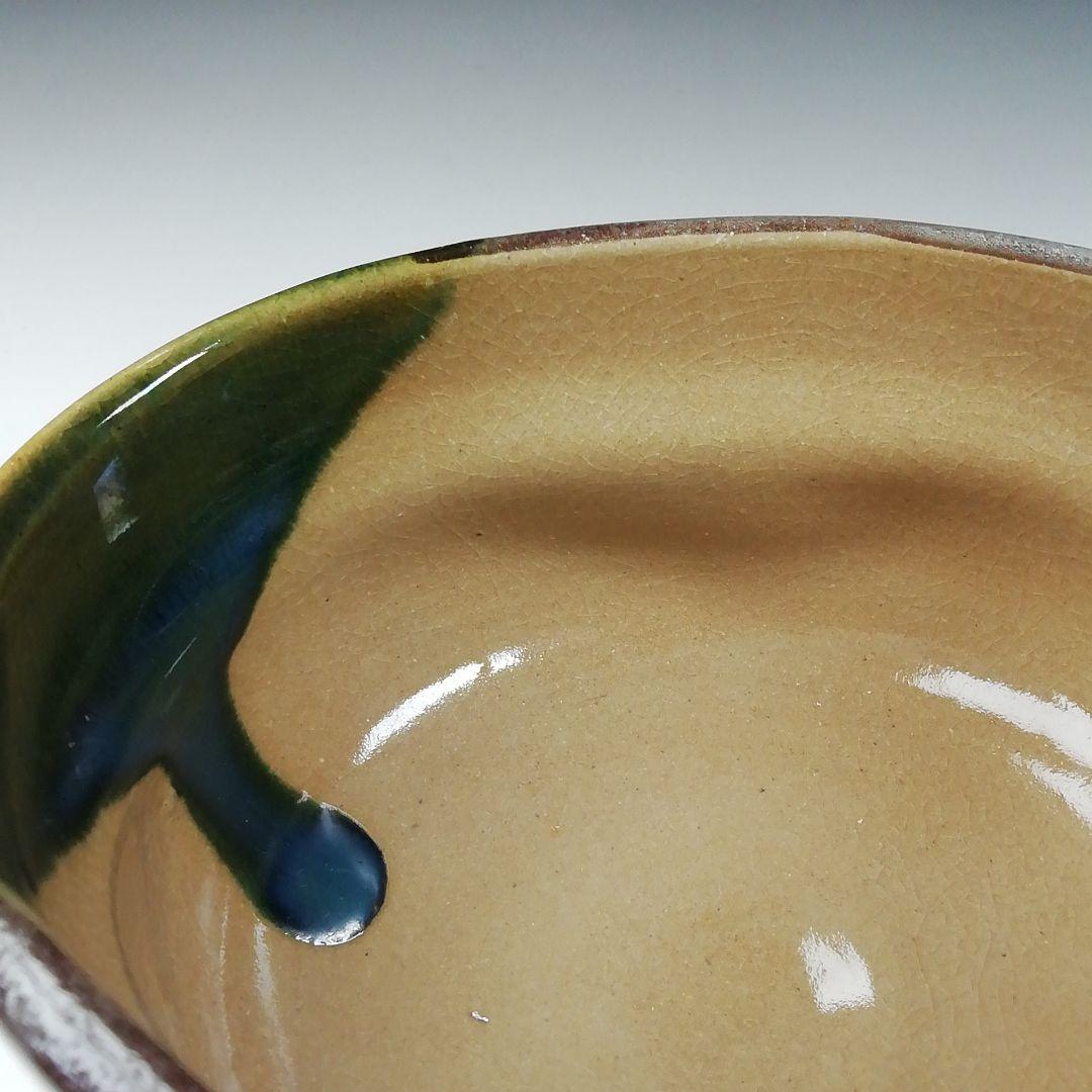 Ｔ５５８　茶碗　『鳴海織部』『御題茶碗』『景陶 造』　共箱　抹茶碗　茶道具