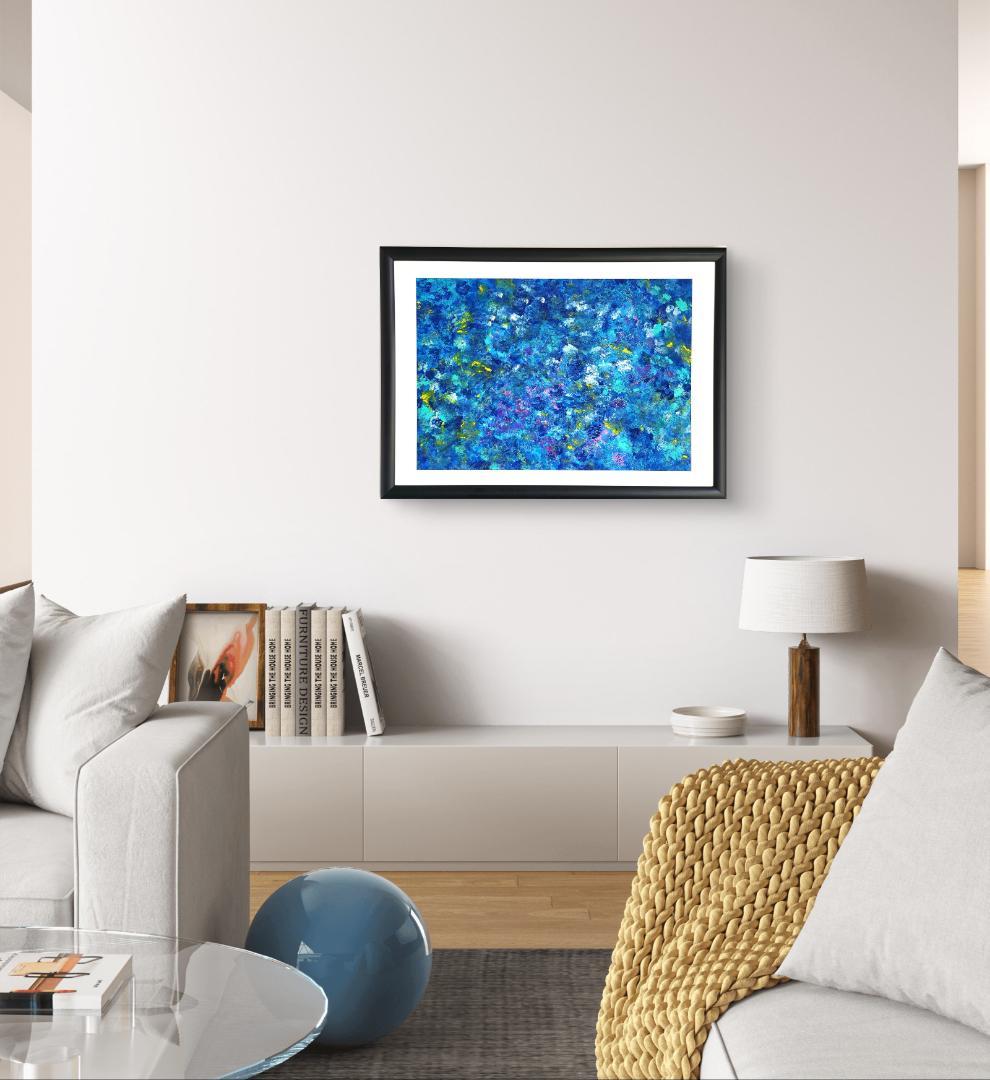石垣の海に生きた証 / 抽象画 46×63㎝ A2 額縁セット 原画のみ モダン