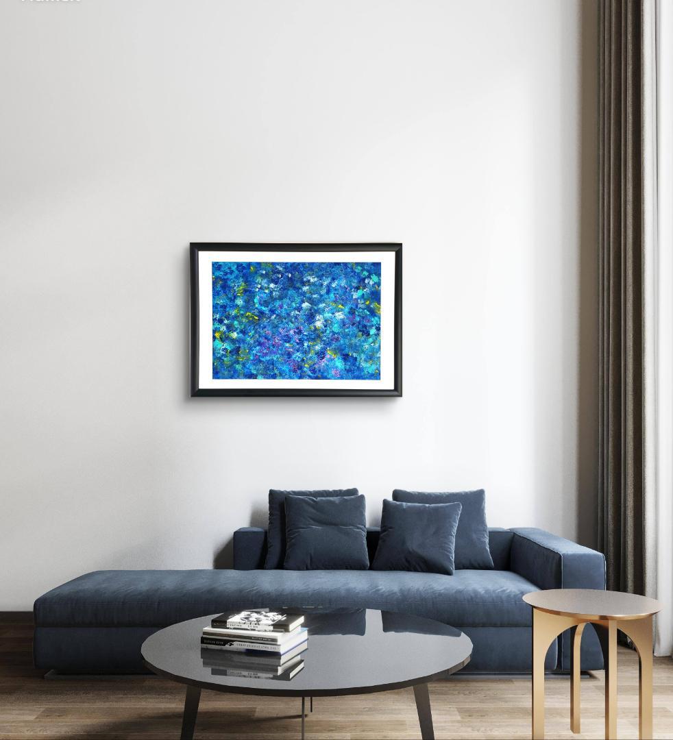石垣の海に生きた証 / 抽象画 46×63㎝ A2 額縁セット 原画のみ モダン