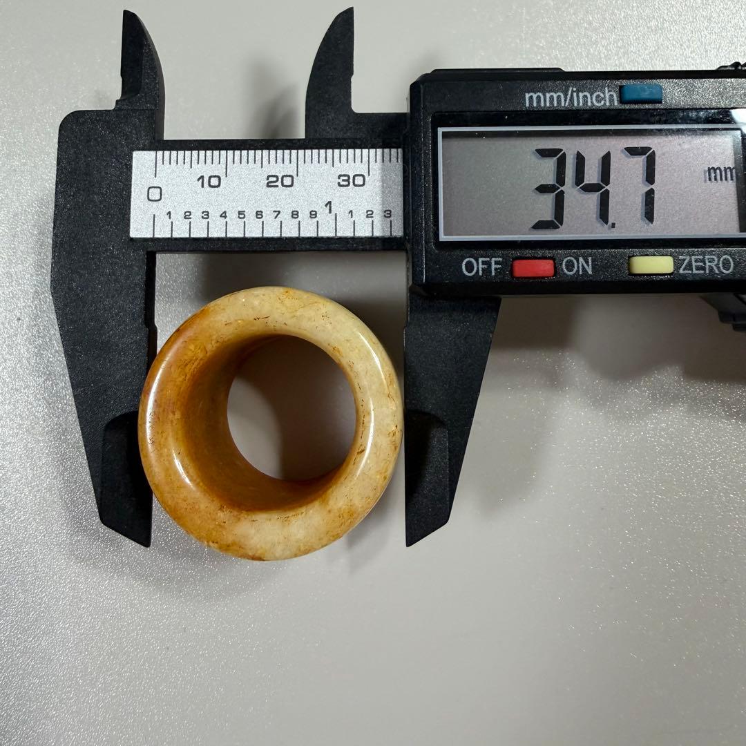 天然石　扳指　吉祥紋細工彫刻　時代物