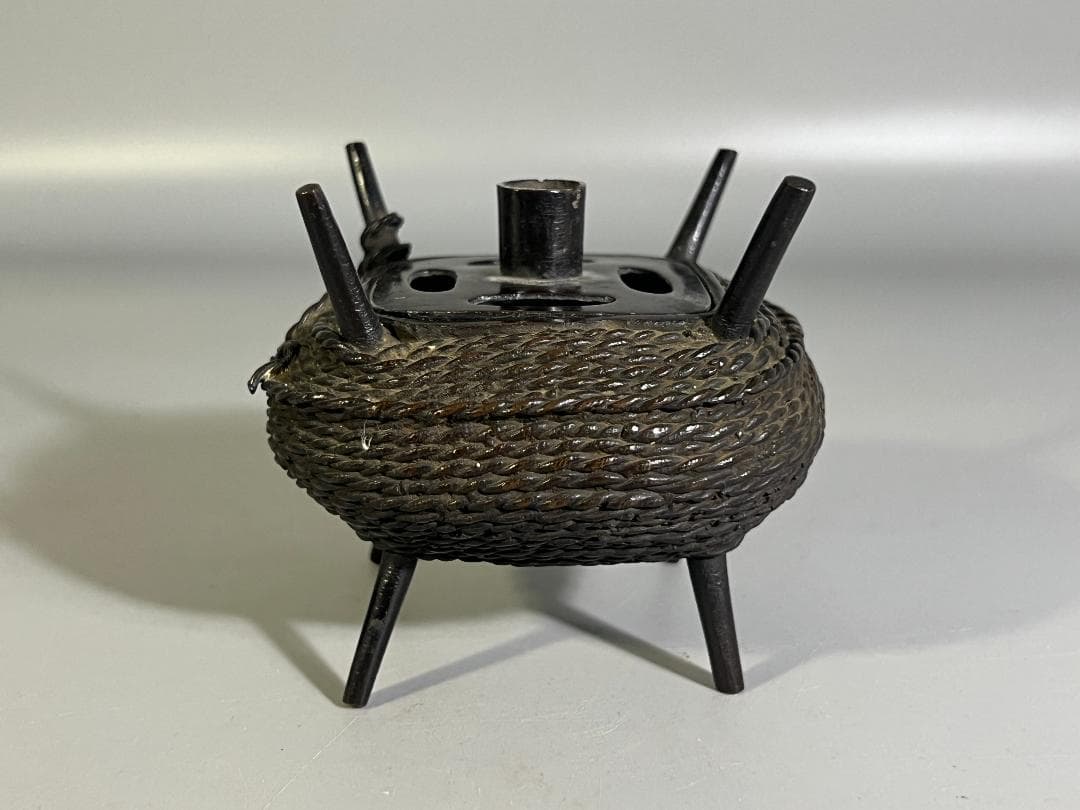 古銅 糸巻 香炉 時代物 渡雲鋳造