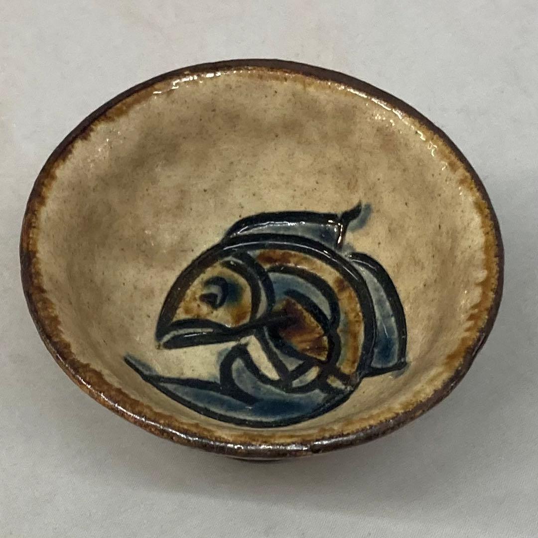 B162s  金城次郎作　徳利・盃セット　1組　壺屋焼　沖縄　人間国宝　酒器　魚