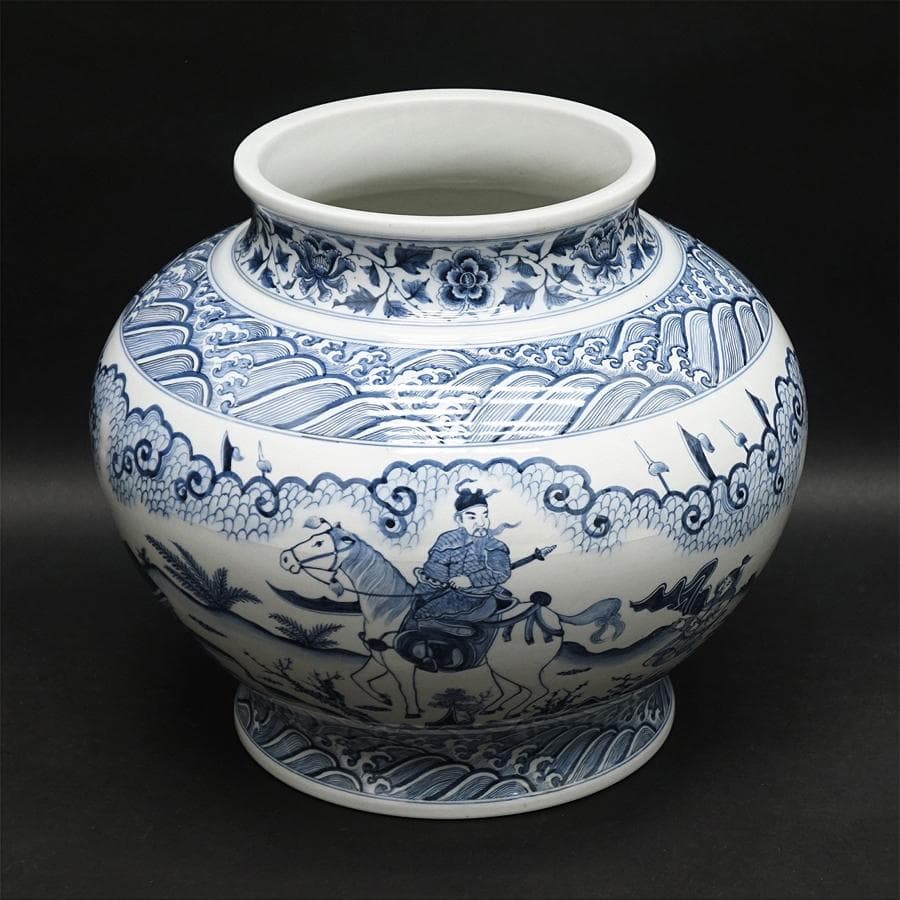 中国美術 中国古玩 特大染付花瓶 花生 飾壷 唐物 磁器 陶芸 古美術品