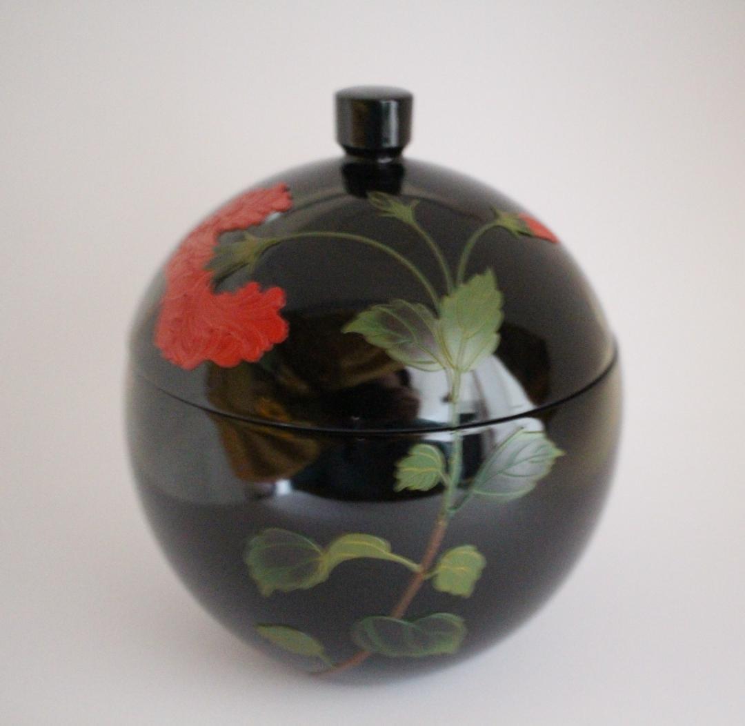 琉球漆器 紅房（べんぼう） ハイビスカス柄