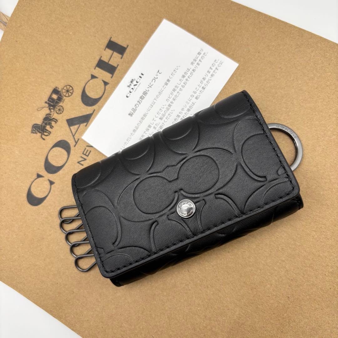【COACH☆新品】☆ファイブ リング キー ケース☆シグネチャー レザー☆