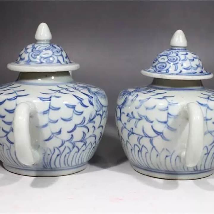 中国骨董 清時代 嘉庆年製，青花茶壷