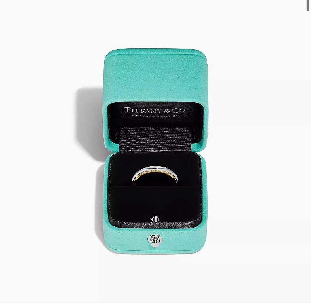 【バラ売り可能】Tiffanyミルグレインバンドリングイエローゴールド&プラチナ