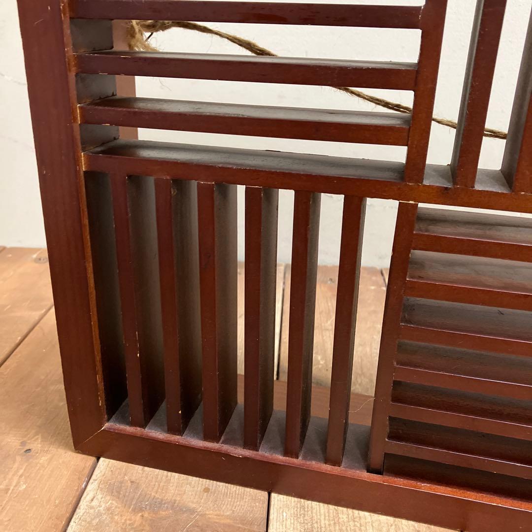 A-2 昭和レトロ 木製 CDラック 飾り棚 収納ラック 和モダン 格子デザイン