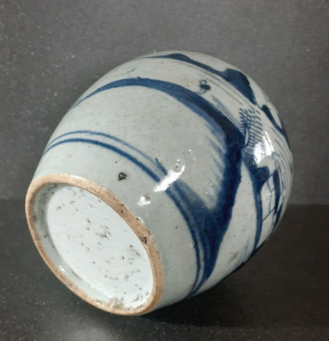 中国古美術　中国古陶磁器　古玩　清朝民窯　青花　山水図　茶壺　茶罐　茶道具